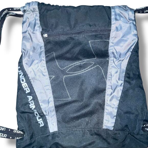 Under Armour UA Drawstring Sackpack Cinch Bag Black Gym Hike Backpack Pocket - Picture 4 of 12